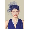 image:imageBABEYOND Fascinators Hats for Women  Tea Party Hat Kentucky Fascinator Derby Flower Mesh Veil Pillbox Hat for Bridal WeddingRoyal Blue