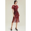 image:imageBABEYOND Womens Gatsby Dress 1920s Flapper Short Dress Sequin Beaded Fringe Dress for PartyWine Red