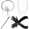 image:imageBABEYOND 1920s Flapper Accessories Gatsby Costume Accessories Set 20s Flapper Headband Pearl Necklace Gloves Plastic Holder for Women