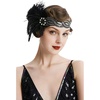 image:imageBABEYOND 1920s Flapper Headband Roaring 20s Headpiece Gatsby Ostrich Feather Headpiece with Crystal