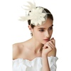 image:imageBABEYOND Fascinator Hat Veil Feather Flower Fascinators Hair Clip Tea Party Pillbox Derby Hat Fascinator Bridal WeddingNbeige
