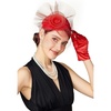 image:imageBABEYOND Fascinators Hats for Women  Tea Party Hat Kentucky Fascinator Derby Flower Mesh Veil Pillbox Hat for Bridal Wedding Red