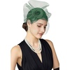 image:imageBABEYOND Fascinators Hats for Women  Tea Party Hat Kentucky Fascinator Derby Flower Mesh Veil Pillbox Hat for Bridal WeddingDark Green