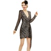image:imageBABEYOND Women Sequin Wrap Dress  Short Dress with Long Sleeves Sparkle Cocktail Dress Evening ClubwearBlack Gold