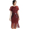image:imageBABEYOND Womens Gatsby Dress 1920s Flapper Short Dress Sequin Beaded Fringe Dress for PartyWine Red
