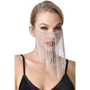 image:imageBABEYOND 1920s Crystal Chain Mask Rhinestone Fringe Masquerade Mask Chain Mardi Gras Halloween Costume Accessories