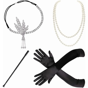 image:imageBABEYOND 1920s Flapper Accessories Gatsby Costume Accessories Set 20s Flapper Headband Pearl Necklace Gloves Plastic Holder for Women