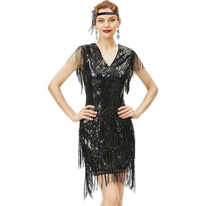 image:imageBABEYOND 1920s Flapper Dress Long Fringed Gatsby Roaring 20s Sequins Beaded Vintage Art DecoBlack