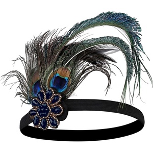 image:imageBABEYOND 1920s Flapper Headband Peacock Feather Headpiece Gatsby Accessories for Women Sequined Showgirl Headpiece Style3