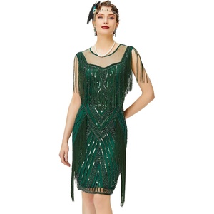 image:imageBABEYOND 1920s Gatsby Flapper Dress  Long Fringe Sequins amp Beaded Art Deco DesignDark Green