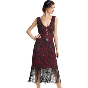 image:imageBABEYOND 1920s Women Flapper Dress  Sequin Dress for Great Gatsby Party Sleeveless Short DressWine Red