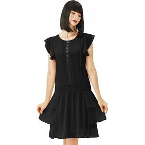 image:imageBABEYOND Chiffon Dress for Women  1950s Style Party Dress with Ruffted Sleeves for WomenBlack