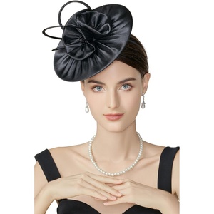 image:imageBABEYOND Fascinators Hats for Women  Kentucky Tea Party Derby Hats Flower Church Flat Hat Headband for Cocktail WeddingBlack