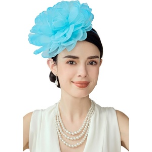 image:imageBABEYOND Fascinators Hats for Women  Tea Party Kentucky Fascinator Hat Lightweight Mesh Peony Flower Headband with Hair ClipLight Blue