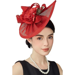 image:imageBABEYOND Fascinators Hats for Women  Tea Party Kentucky Headwear Derby Flower Church Hat Headband for Cocktail WeddingRed