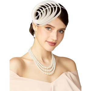 image:imageBABEYOND Fascinators Headband for Women  Multi Layered Tea Party Kentucky Fascinator Derby Hat Bridal Wedding HeadpieceBeige
