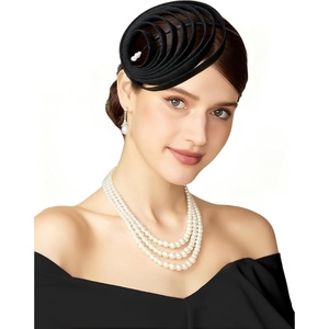image:imageBABEYOND Fascinators Headband for Women  Multi Layered Tea Party Kentucky Fascinator Derby Hat Bridal Wedding HeadpieceBlack