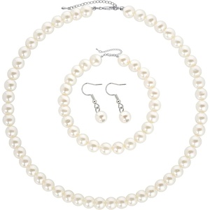 image:imageBABEYOND Pearl Necklace Earring Set  Faux Pearl Necklace for Women Costume Jewelry Bracelet Set for BridesSet8mm
