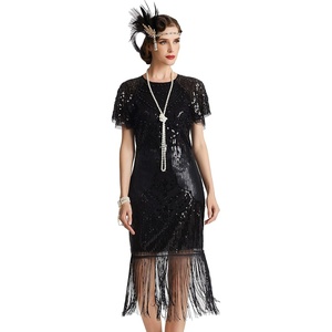image:imageBABEYOND Womens Gatsby Dress 1920s Flapper Short Dress Sequin Beaded Fringe Dress for PartyBlack