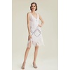 image:imageBABEYOND Womens 1920s Flapper Dress V Neck Slip Dress Roaring 20s Great Gatsby Dress for PartyWhite