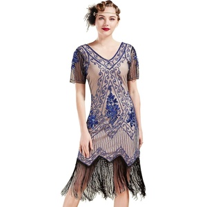 image:imageBABEYOND 1920s Art Deco Fringed Sequin Dress Roaring 20s Flapper Fancy DressBeige Blue