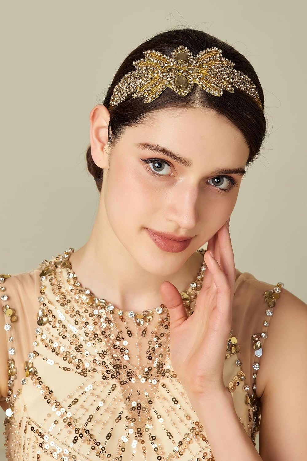 image:imageBABEYOND Flapper Headpiece for Women  Flapper Headband 1920s Gatsby Headpiece Vintage Accessories for Women2Gold