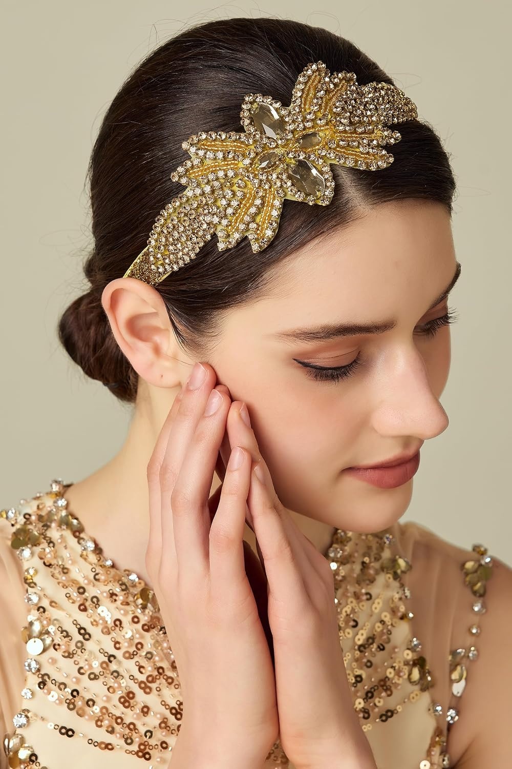 image:imageBABEYOND Flapper Headpiece for Women  Flapper Headband 1920s Gatsby Headpiece Vintage Accessories for Women2Gold