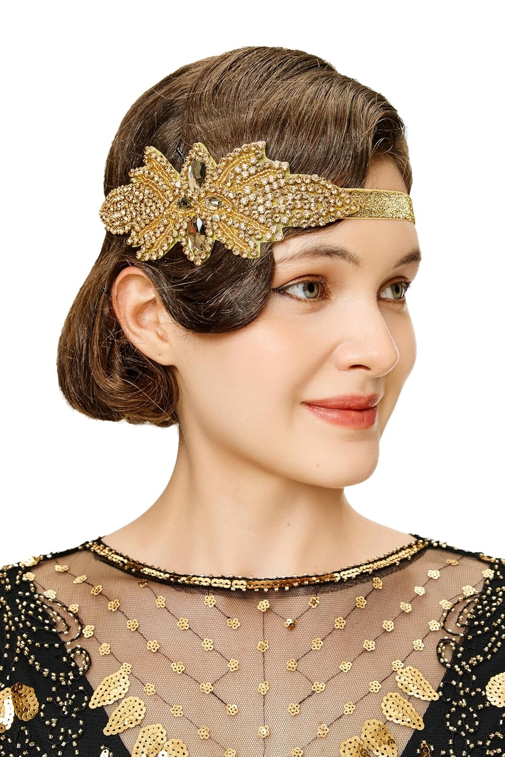 image:imageBABEYOND Flapper Headpiece for Women  Flapper Headband 1920s Gatsby Headpiece Vintage Accessories for Women2Gold