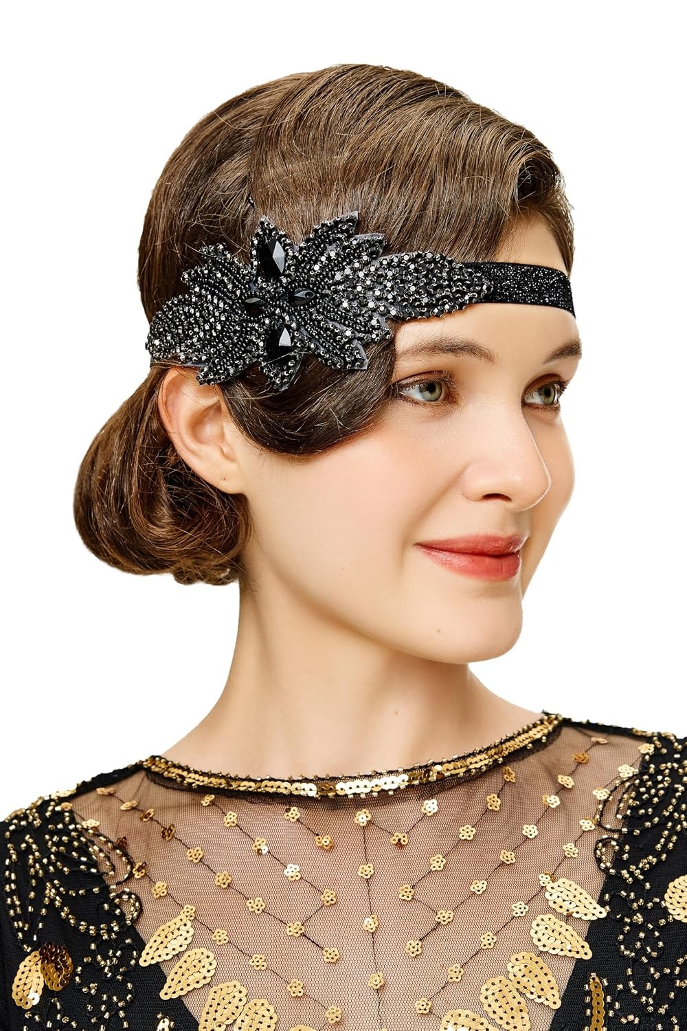 image:imageBABEYOND Flapper Headpiece for Women  Flapper Headband 1920s Gatsby Headpiece Vintage Accessories for WomenBlack
