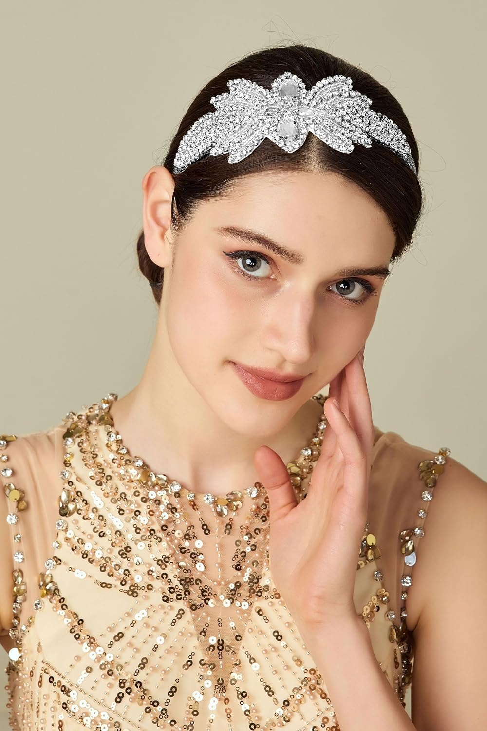 image:imageBABEYOND Flapper Headpiece for Women  Flapper Headband 1920s Gatsby Headpiece Vintage Accessories for WomenSilver