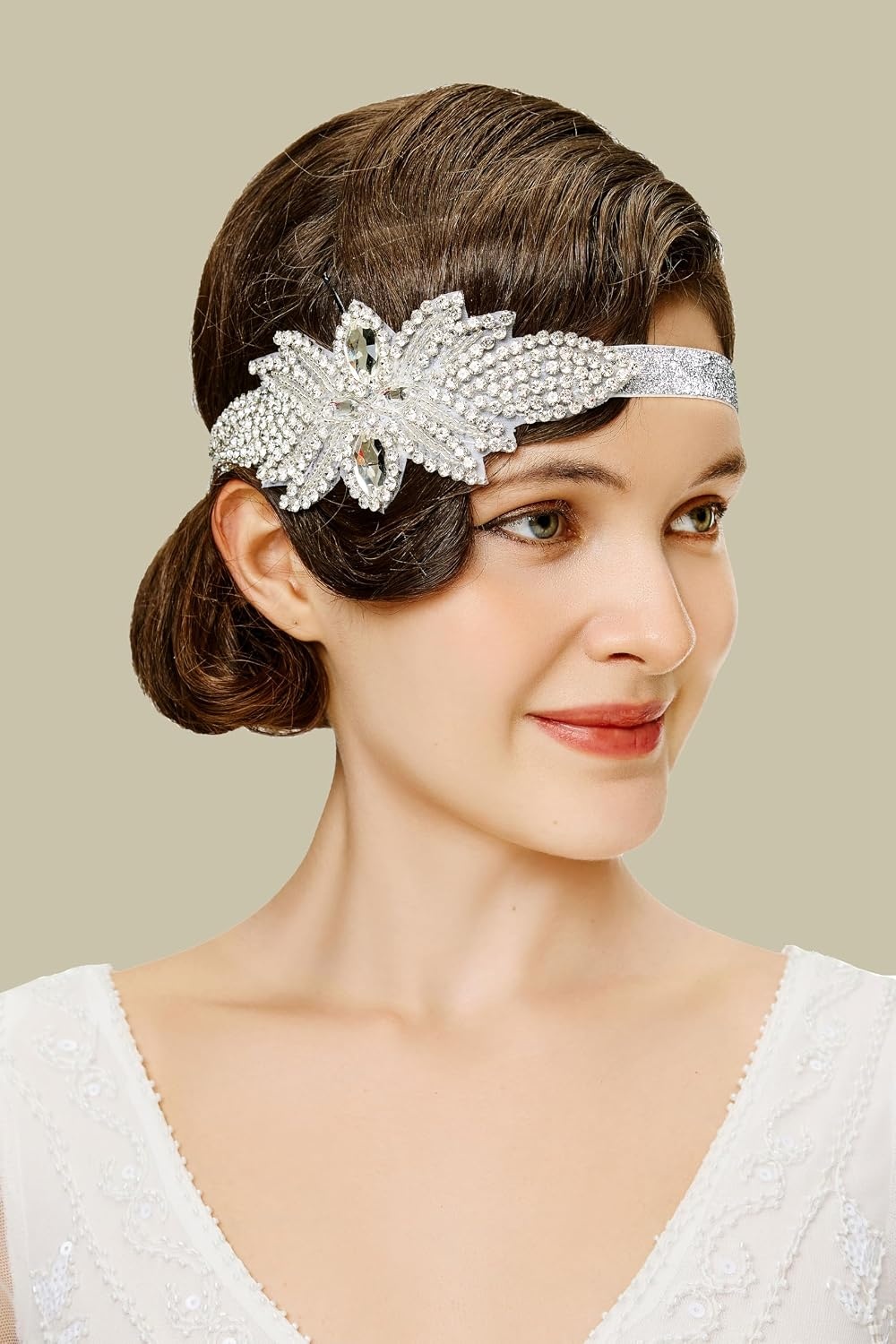 image:imageBABEYOND Flapper Headpiece for Women  Flapper Headband 1920s Gatsby Headpiece Vintage Accessories for WomenSilver