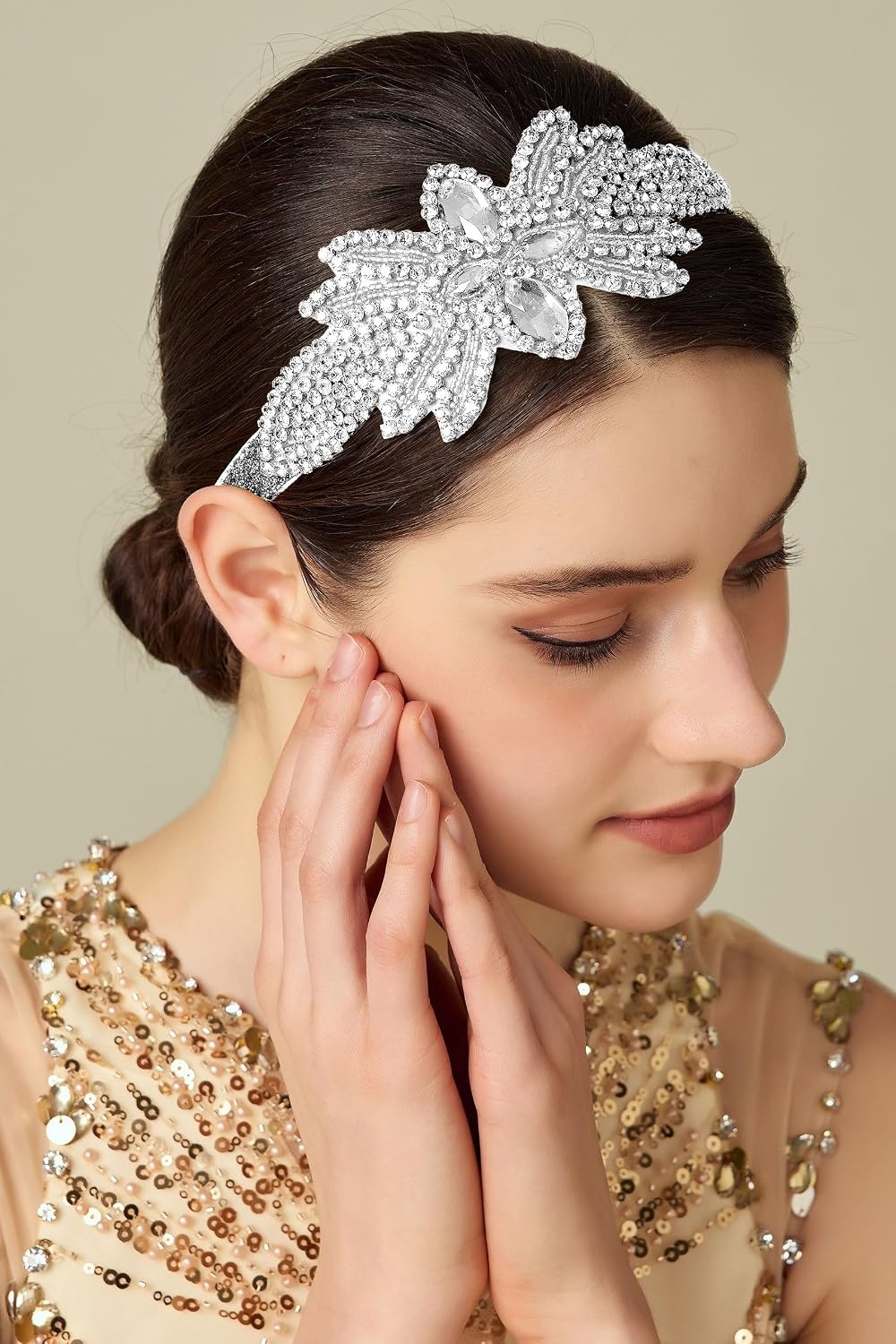 image:imageBABEYOND Flapper Headpiece for Women  Flapper Headband 1920s Gatsby Headpiece Vintage Accessories for WomenSilver