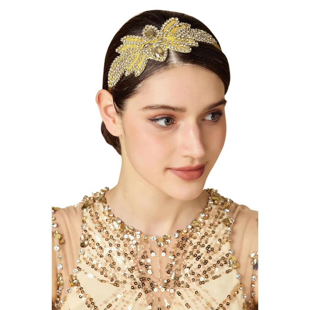 image:imageBABEYOND Flapper Headpiece for Women  Flapper Headband 1920s Gatsby Headpiece Vintage Accessories for Women2Gold
