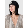image:imageBABEYOND Womens Turban Hat with Crystal Vintage Head Wrap Knit Pleated Turban GoldBlack