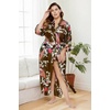 image:imageBABEYOND Womens Kimono Robe Long Satin Robes with Peacock and Blossoms Printed Kimono NightgownCoffee